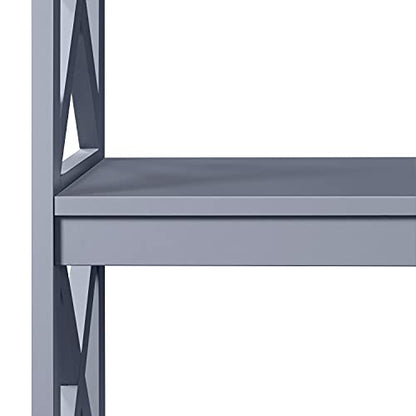 Yaheetech 42"L Console Table 3-Tier Narrow X-Frame Open Storage Shelf, Gray | Sofa Table for Entryway, Hallway and Living Room, Slim 14" Depth, Powder-Coated MDF, 88 lb Top Load, Easy Assembly - color: Grey