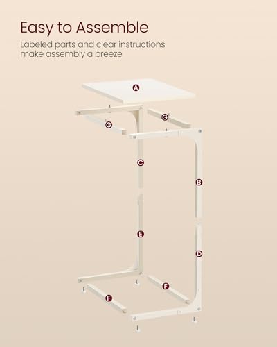 VASAGLE C-Shaped End Table, Side Table for Sofa with Metal Frame | Couch Table, Small TV Tray Table for Living Room, Bedroom, Cream White, Barnet Collection ULET353W77 - color: Cream White