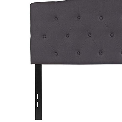 EMMA + OLIVER Tufted Upholstered Full Size Headboard in Dark Gray Fabric - color: Dark Gray, size: Full