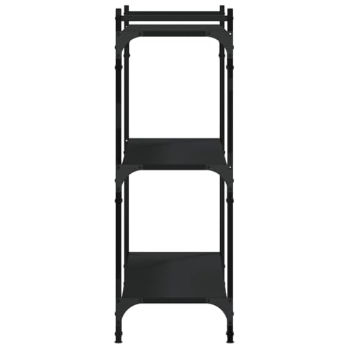 Modern Black Bookshelf 3-Tier Adjustable Shelves Metal Frame 11.8 x 31.5 x 33.9 in Engineered Wood Bookcase for Living Room Bedroom Office Small Spaces - color: Black-d, size: Medium
