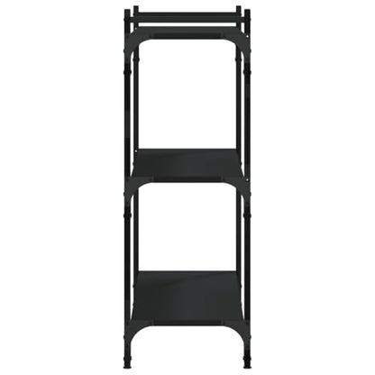 Modern Black Bookshelf 3-Tier Adjustable Shelves Metal Frame 11.8 x 31.5 x 33.9 in Engineered Wood Bookcase for Living Room Bedroom Office Small Spaces - color: Black-d, size: Medium