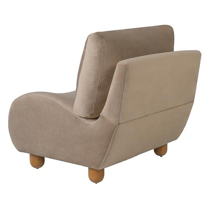 Merax Curved Accent Chair, Modern Armless Lounge Chair with Upholstered Seat, Rounded Backrest and Wood Legs, Single Sofa Seating for Living Room, Bedroom, Reading Nook, Mocha - color: Mocha