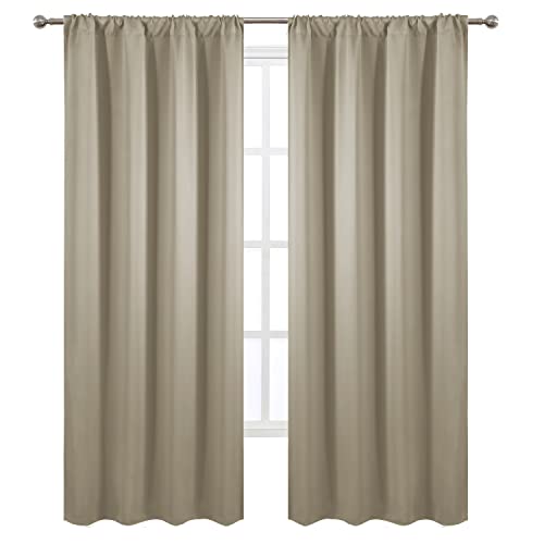 Blackout Curtains 42 x 84 inch/Beige Curtains Set of 2 Panels/Thermal Insulated Room Darkening Bedroom Curtains - color: Beige, size: 42"W x 84"L (Pack of 2)