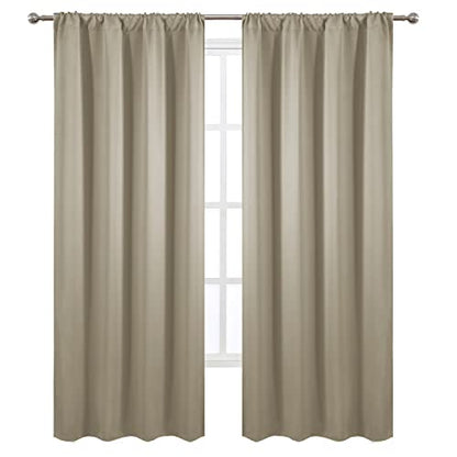 Blackout Curtains 42 x 84 inch/Beige Curtains Set of 2 Panels/Thermal Insulated Room Darkening Bedroom Curtains - color: Beige, size: 42"W x 84"L (Pack of 2)