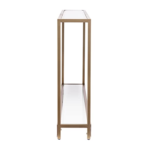 SEI Furniture Bergen 56 inches Long Narrow Metal Console Table, Open Concept Living Space, Glam Style Painted Iron, Gold - color: Gold