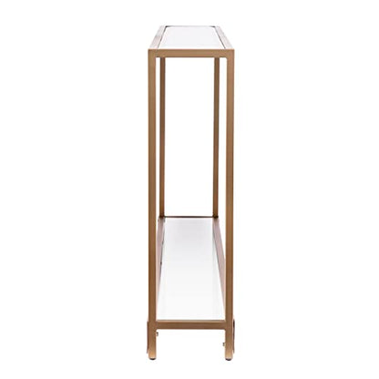 SEI Furniture Bergen 56 inches Long Narrow Metal Console Table, Open Concept Living Space, Glam Style Painted Iron, Gold - color: Gold