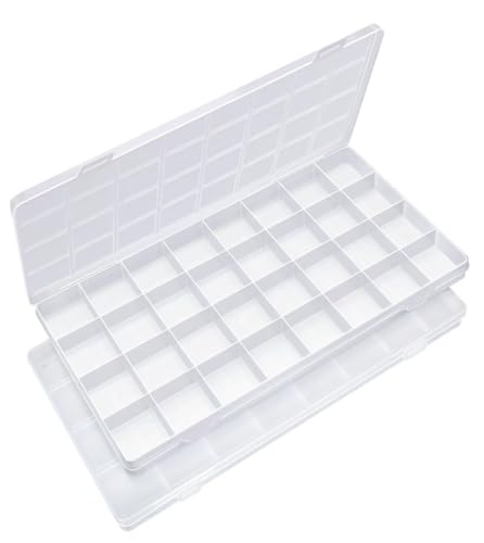 Eppingwin 32 Grids Bead Organizer, Craft Organizers and Storage, Acrylic Organizers, Plastic Bead Organizer Box for Crafts Organizing Storing (2 Pack) - color: 32grids(2 P)