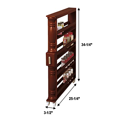 Slim Rolling Can and Spice Racks - Walnut - color: Natural