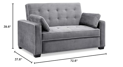 Serta Ainsley 72.6" Convertible Sleeper Sofa, Queen Size, Dreamcoil Comfort, Soft Woven Fabric, Charcoal - color: Charcoal, size: Queen Sofa