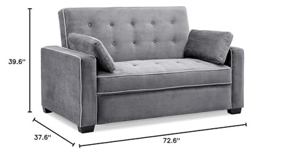 Serta Ainsley 72.6" Convertible Sleeper Sofa, Queen Size, Dreamcoil Comfort, Soft Woven Fabric, Charcoal - color: Charcoal, size: Queen Sofa