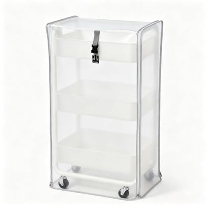 Utility Cart Cover Heavy Duty Dustproof Fits 17x13x31in Supply Cart | Frosted semi-transparent PVC cover keeps cart contents visible yet neat, moisture, and daily home clutter buildup - color: Frosted