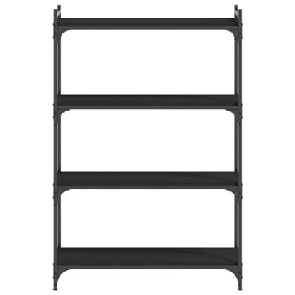 4-Tier Industrial Black Bookcase 31.5×11.8×47.2 in Engineered Wood & Metal Frame Small Shelf Stand Adjustable Feet for Living Room Office Bedroom - color: Black-e, size: Medium