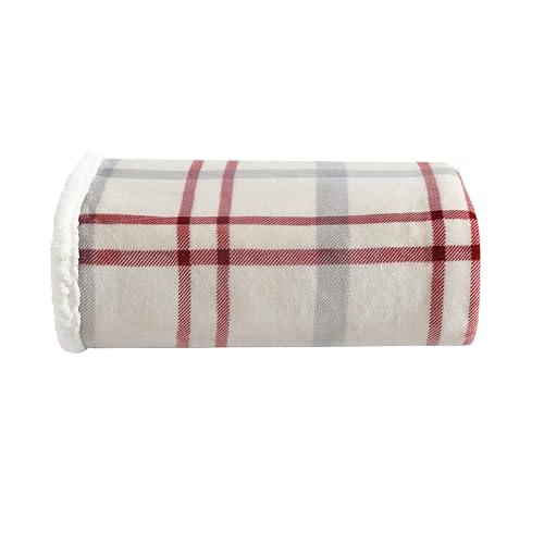 Eddie Bauer - Throw Blanket, Ultra-Soft Plush Blanket with Faux Shearling Popcorn Fleece Reverse, Oversized Bedding for Couch or Bed (New Castle Red, 50" x 60") - color: Newcastle, size: 50" x 60"