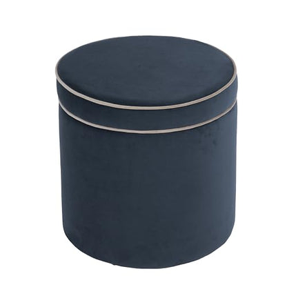 Spatial Order 18" Velvet Storage Ottoman with Lift-Off Lid - Blue Velvet - color: Blue Velvet