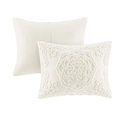 Madison Park Laetitia Lightweight 100% Cotton Quilt Set, Breathable Chenille Tufted, Shabby Chic Boho Medallion Design, Sham, Floral Ivory w/ Tassels, Full/Queen (90 in x 90 in) 3 Piece | Lightweight Bedding Set, Shabby Chic, Boho, Medallion, Floral, Mach