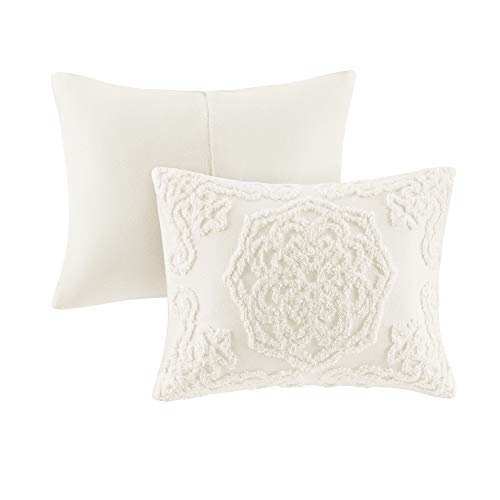 Madison Park Lightweight, Breathable Chenille Tufted Cotton Quilt, Shabby Chic Boho Medallion Design, Tassel Fringe Bedspread Coverlet, Shams Twin/Twin XL(68"x92"), Laetitia, Ivory 2 Piece | Lightweight Bedding Set, Shabby Chic, Boho, Medallion, Floral, M