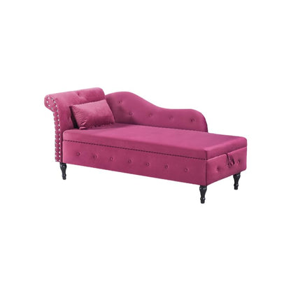 60" Modern Velvet Chaise Lounge Indoor,Upholstered Lounge Chair with Left Armrest and Lumbar Pillow, Button Tufted Lounge Sofa for Living Room Bedroom Office,Mini Chaise Longue Sofa (Burgundy) - color: Burgundy