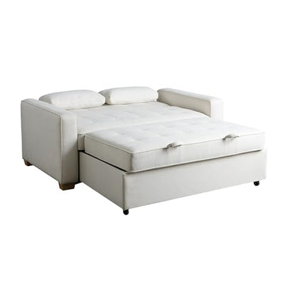 Serta Ainsley 66.5" Convertible Sleeper Loveseat, Full Size, Dreamcoil Comfort, Soft Woven Fabric, Oyster - color: Oyster, size: Full Loveseat