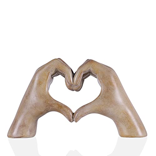 Heart Hand Sculpture, Wood Grain Home Decor Aesthetics for Room Shelf Coffee Table Dining Table Centerpiece, Birthday Gifts and Memorial Gifts for Women, Girlfriend Girls Mom. - color: Wood Grain