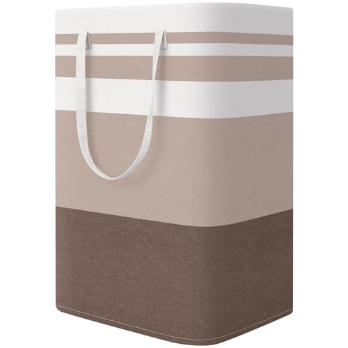 StorageRight Laundry Basket Hamper, 75L Collapsible Clothes Storage, Khaki | Freestanding Clothes Hampers, Foldable design, with Easy Carry Handles, For Laundry, Bedroom, Dorm, Clothing, Towels, Toys - color: Khaki, size: 75L
