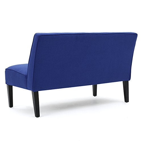 50" Armless Loveseat Sofa, Upholstered Futon Couch with Deep Banquette Seating and Solid Wood Legs for Bedroom, Modern Love Seat Couches for Living Room, Office (Navy Blue) - color: Navy Blue