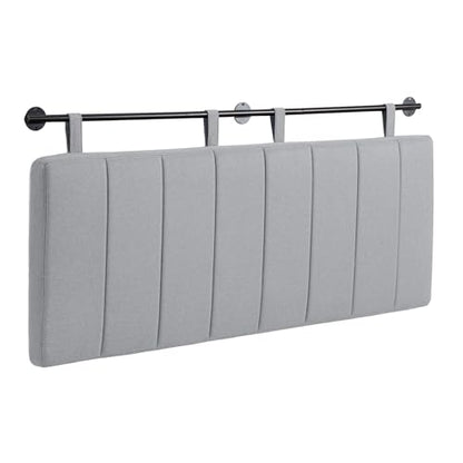 Queen Headboard Only, Wall Mounted Hanging Upholstered Bed Head Board | Modern Vertical Channel Design of Fine Linen, Elegant Grey Fluted Headboard for Bedroom (Grey, Queen Size) - color: Linen/Grey, size: Queen