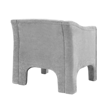 Penau Barrel Accent Chair, Chenille Upholstered Grey Seat | Soft Chenille Upholstery, Foam With Spring Pockets, Compact Living Room Seating, Bedroom Lounge Use