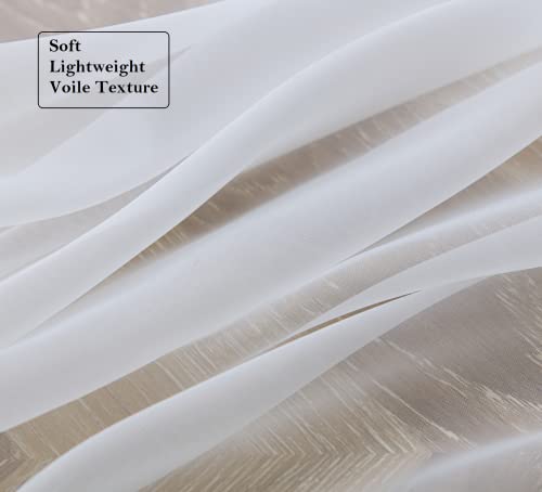 PI Clear White Sheer Curtains 108 Inches Length with Grommet Top, Voile Window Curtains Treatment for Living Room/Bedroom/Patio 1 Pair 2 Panels (W52 X L108, Optical White) - color: Optical White, size: 52"W x 108"L (Pack of 2)
