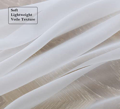PI Transparent Sheer Curtains with Ring Top for Living Room/Bedroom 2 Panels (W52 X L145, Optical White) - color: Optical White, size: 52"W x 145"L (Pack of 2)