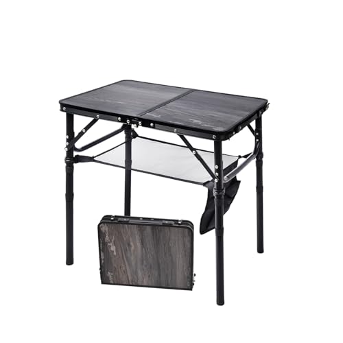 Small Folding Camping Table, 2ft Portable Picnic Table Aluminum 24" x 16", 3 Adjustable Heights Portable Lightweight Table Dining for RV, Picnic, Beach (Black Lava) - color: Black Lava