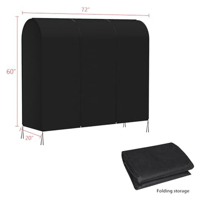 Zilink Garment Rack Cover Large Garment Bags Protector 72 in, Black | Dustproof, Breathable, 2 Durable Zippers, Clothes Rack Cover, Cothing Rack with Cover for Garment Rack (Rack Not Included) - size: 72"L x 20"W x 60"H - Black