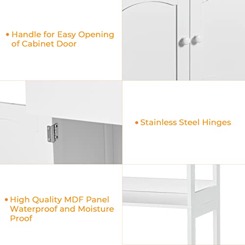 DICTAC Kitchen Pantry Storage Cabinets Freestanding Tall Bathroom Cabinet with Shelves and Drawer 64''H Sideboard Microwave Space Cupboard Organizer for Home Office,White, 23.62x13x64.06inch - size: 23.62x13x64.06inch