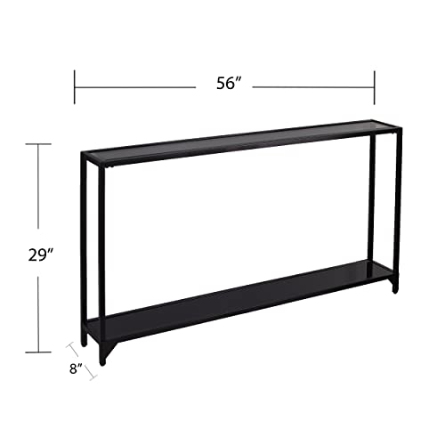 SEI Furniture Bergen Narrow Metal Console Table, Dining Room With Open Concept Living Space Glam Style Powder-Coated Iron, Black - color: Black