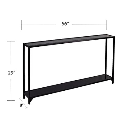 SEI Furniture Bergen Narrow Metal Console Table, Dining Room With Open Concept Living Space Glam Style Powder-Coated Iron, Black - color: Black