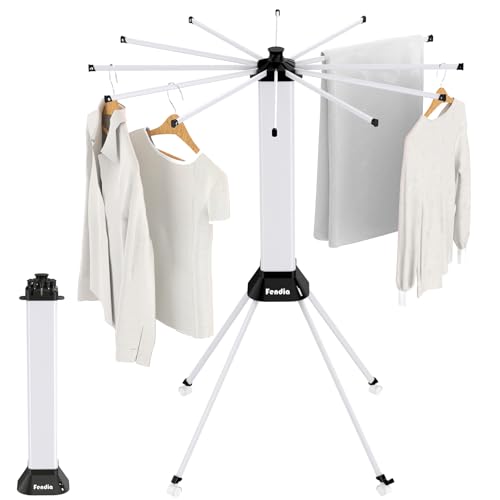 fendia Clothes Drying Rack Foldable & Collapsible Drying Racks with 4-Leg Octopus Design, Large Capacity Space Saving Indoor Drying Rack for Bedroom,Balcony,Laundry for Indoor/Outdoor Use (White) - color: White & Sliver