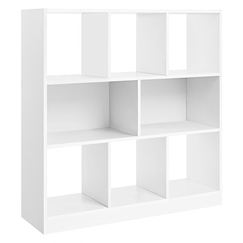 VASAGLE Bookcase Freestanding Storage Unit, 11 x 35.4 x 39.4 Inches | Bookshelf used horizontally, vertically, upside down, Cloud White, CUSTOS Collection, ULBC55WT - color: Cloud White, size: 8 Cubes (11"D x 39.4"H), style: 1 Pack