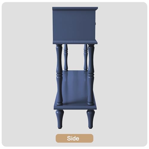 ARTPOWER 47" Mid-Century Console Table, 2 Drawers and Open Shelf, Blue | Entryway Table with Storage, Narrow Behind Couch Table for Living Room, Foyer, Hallway - color: Blue