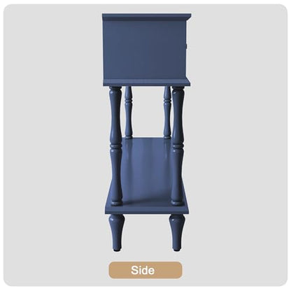 ARTPOWER 47" Mid-Century Console Table, 2 Drawers and Open Shelf, Blue | Entryway Table with Storage, Narrow Behind Couch Table for Living Room, Foyer, Hallway - color: Blue