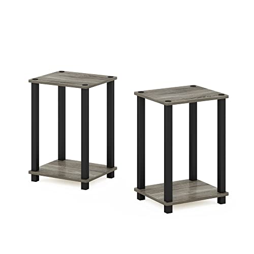 2-Tier Set of 2 Small End Table with Open Shelf, Easy Assembly Toolless Nightstand, Night Stand, Side Table, for Bedroom, Living Room, French Oak - color: French Oak/Black, size: 2 Tier, Set of 2