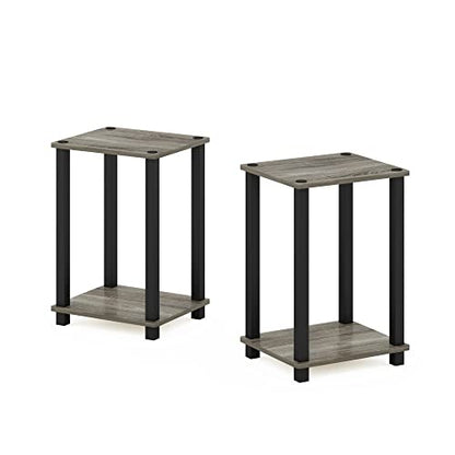 2-Tier Set of 2 Small End Table with Open Shelf, Easy Assembly Toolless Nightstand, Night Stand, Side Table, for Bedroom, Living Room, French Oak - color: French Oak/Black, size: 2 Tier, Set of 2
