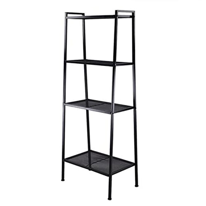 5-Shelf Modern Bookcase, Freestanding Ladder Bookshelf with Industrial Metal Frame for Living Room Bedroom Home Office (Black-4 Tier) - color: Black-4 Tier