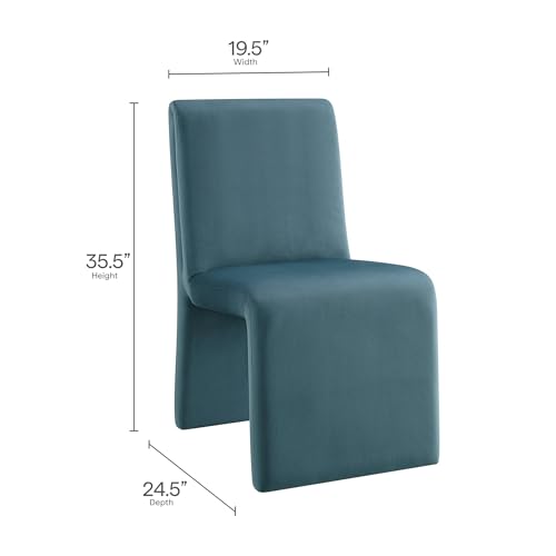 Modway Emory Upholstered Dining Side Chair in Cadet Blue - Single Armless Slipper Chair - Padded Performance Velvet Accent for Dining Room, Kitchen - color: Cadet Blue