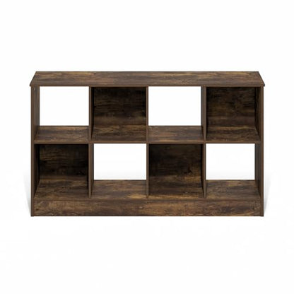 Furinno Jensen Book Shelf, 8-Cube Farmhouse Bookshelf, Display Bookcase, 11.8 x 47.6 x 26.8, for Living Room, Bedroom, Home Office, Amber Pine - color: Amber Pine, size: 8-Cube Farmhouse