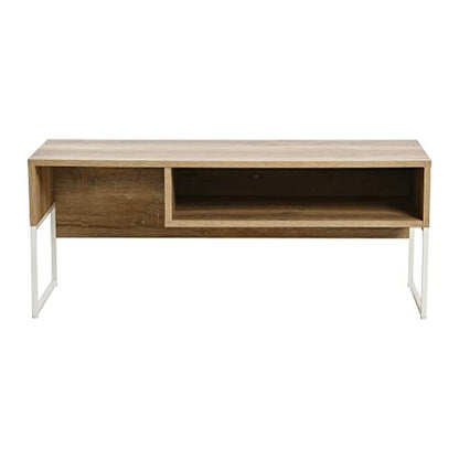 Household Essentials Coastal Oak & White Iron Wrap TV Stand - color: Coastal Oak Finish, style: TV Stand