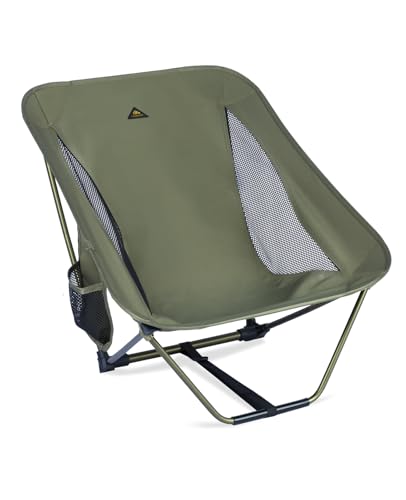 Low Ultralight Compact Folding Chair (Green) | with Side Pocket and Carry Bag, for Camping Backpacking Hiking - color: Green