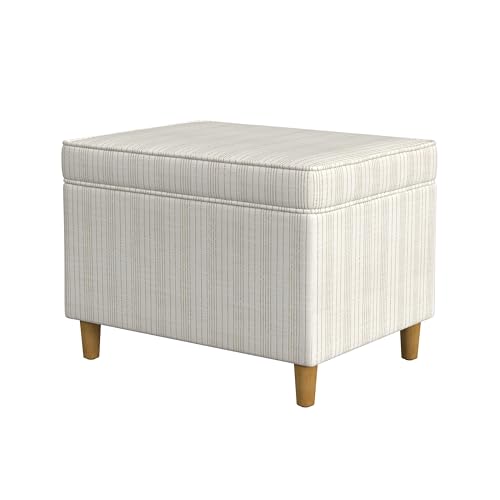 Spatial Order 24" Dinah Collection Storage Ottoman - Cream Marigold Pinstripe Fabric - color: Cream Marigold Pinstripe Fabric