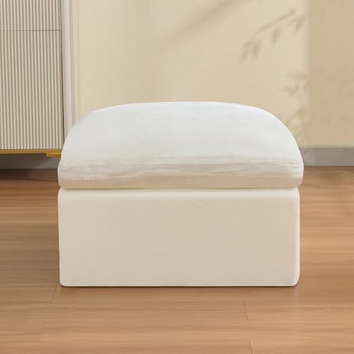 WUTUTUEE 33.5'' Cloud Ottoman for Modular Sofa, Comfy Chenille Upholstered Footrest with Memory Foam, Fully Compressed Packaging, Oversized Ottoman Bench for Living Room or Small Space, Beige - color: Beige, size: 33.5"/Ottoman
