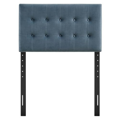 Modway Emily Twin Size Performance Velvet Headboard in Cadet Blue - Stain-Resistant Velvet Upholstery with Button Tufting and 7 Adjustable Height Positions - color: Cadet Blue, size: Twin