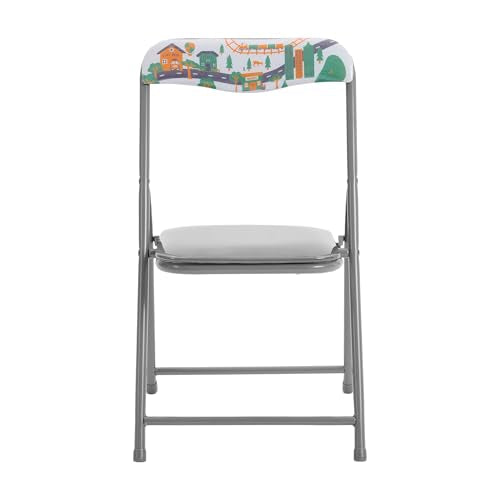 Flash Furniture Mindy Kids 5-Piece Folding Table and Chair Set, Printed | Daycare and Classroom, Children's Activity Table, Portable - color: Printed, size: 5 Piece Set