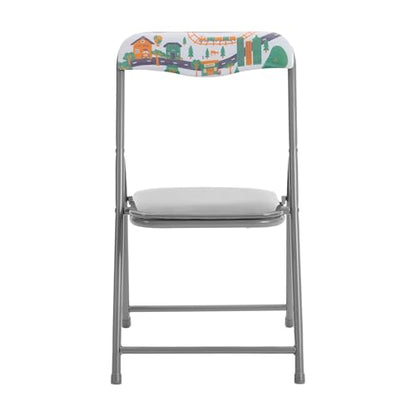 Flash Furniture Mindy Kids 5-Piece Folding Table and Chair Set, Printed | Daycare and Classroom, Children's Activity Table, Portable - color: Printed, size: 5 Piece Set